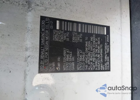 2017 Nissan Rogue S z USA, uszkodzony, nr VIN KNMAT2MV5HP566770